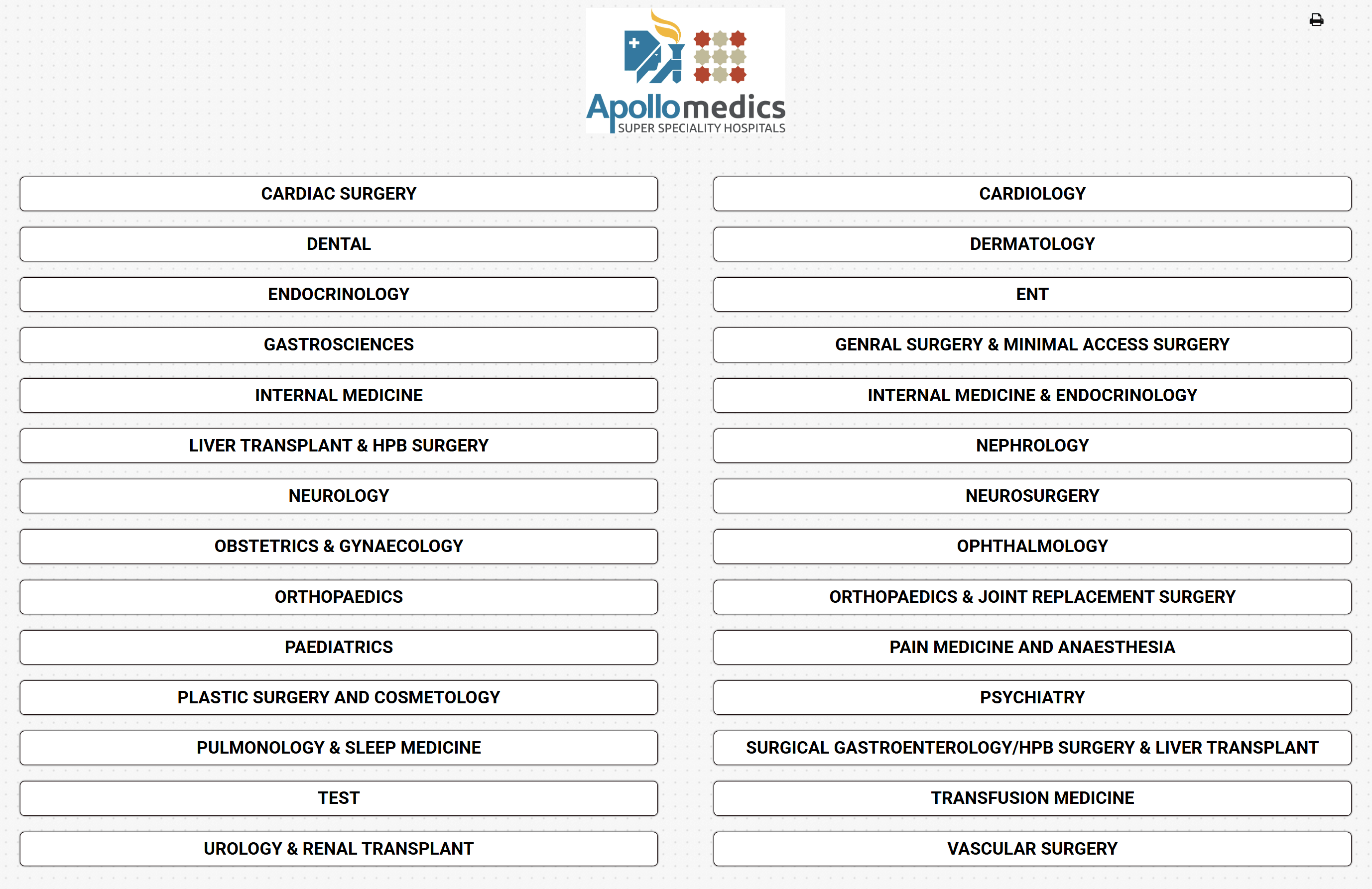 Apollo hospital consulting departments