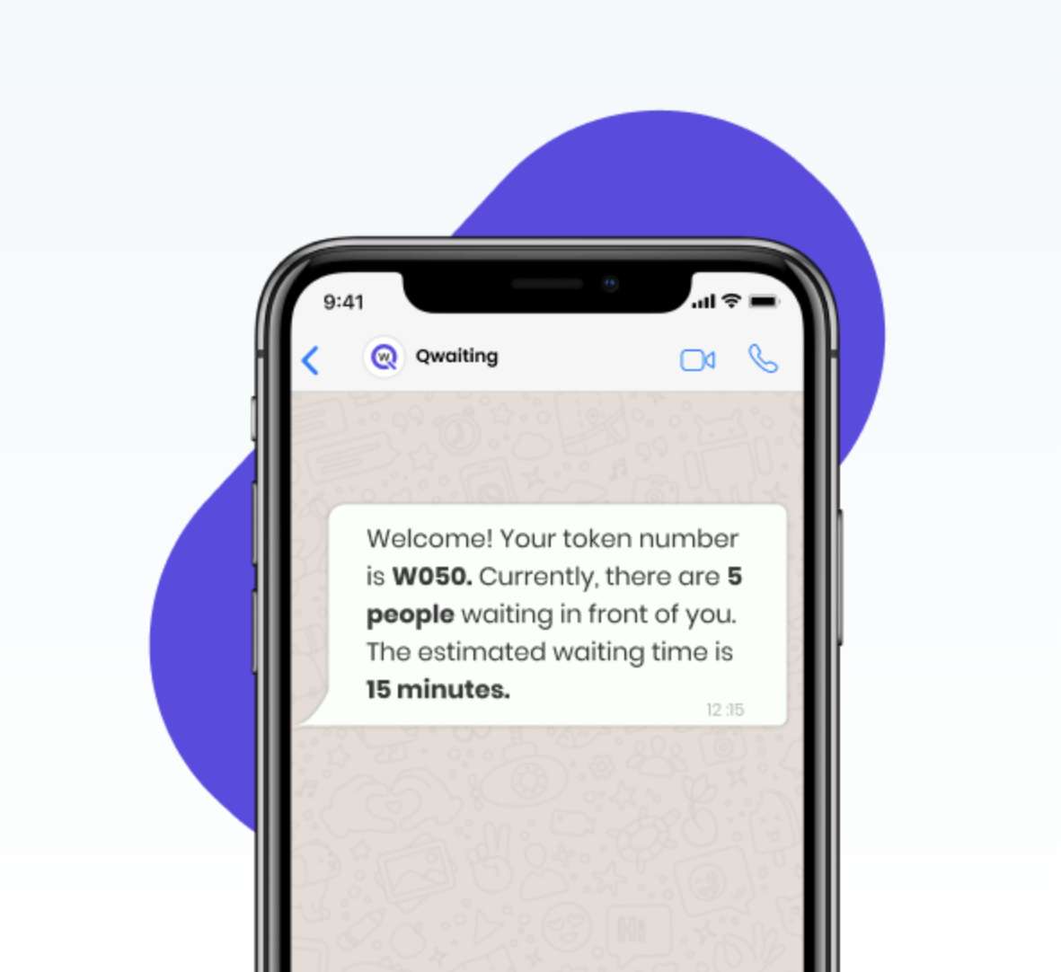 Mobile Notification Showing Token Number & Estimated Wait Time