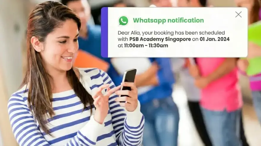 student receives whatsapp notification for appointment booking